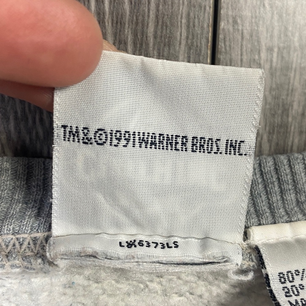 Vintage 1991 Acme Clothing Looney Tunes Golf Embroidered Grey Sweatshirt XL - Picture 6 of 8